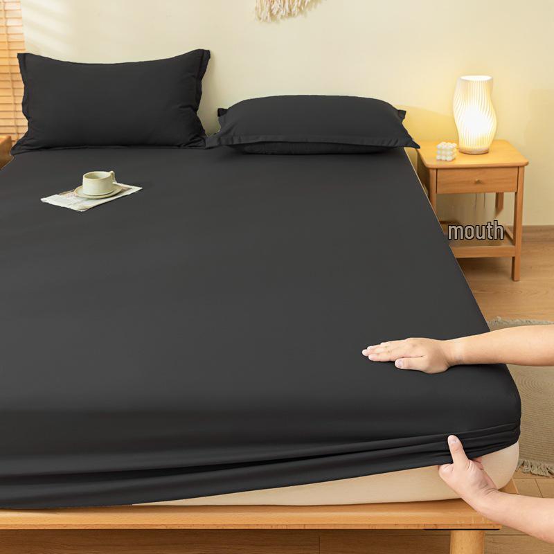 Solid Color Dustproof Fitted Sheet Set & Mattress Protector