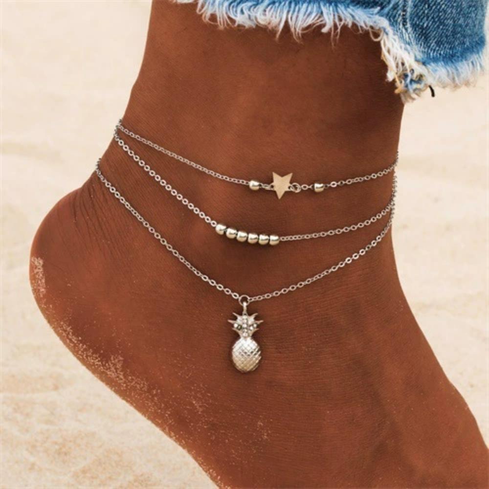 SUMENG New Ankle Chain Pineapple Pendant Anklet Beaded Summer Beach Foot Jewelry Fashion Style Anklets for Women Gifts 2025