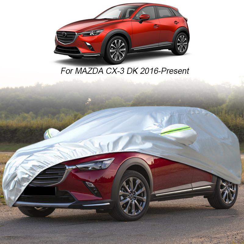 Volle Auto Abdeckung Regen Frost Schnee Staub Wasserdicht Für MAZDA CX-3 DK CX-30 DM CX-5 KF CX-50 VA CX-60 KH CX-8 KF CX-9 TC MX-30 DR