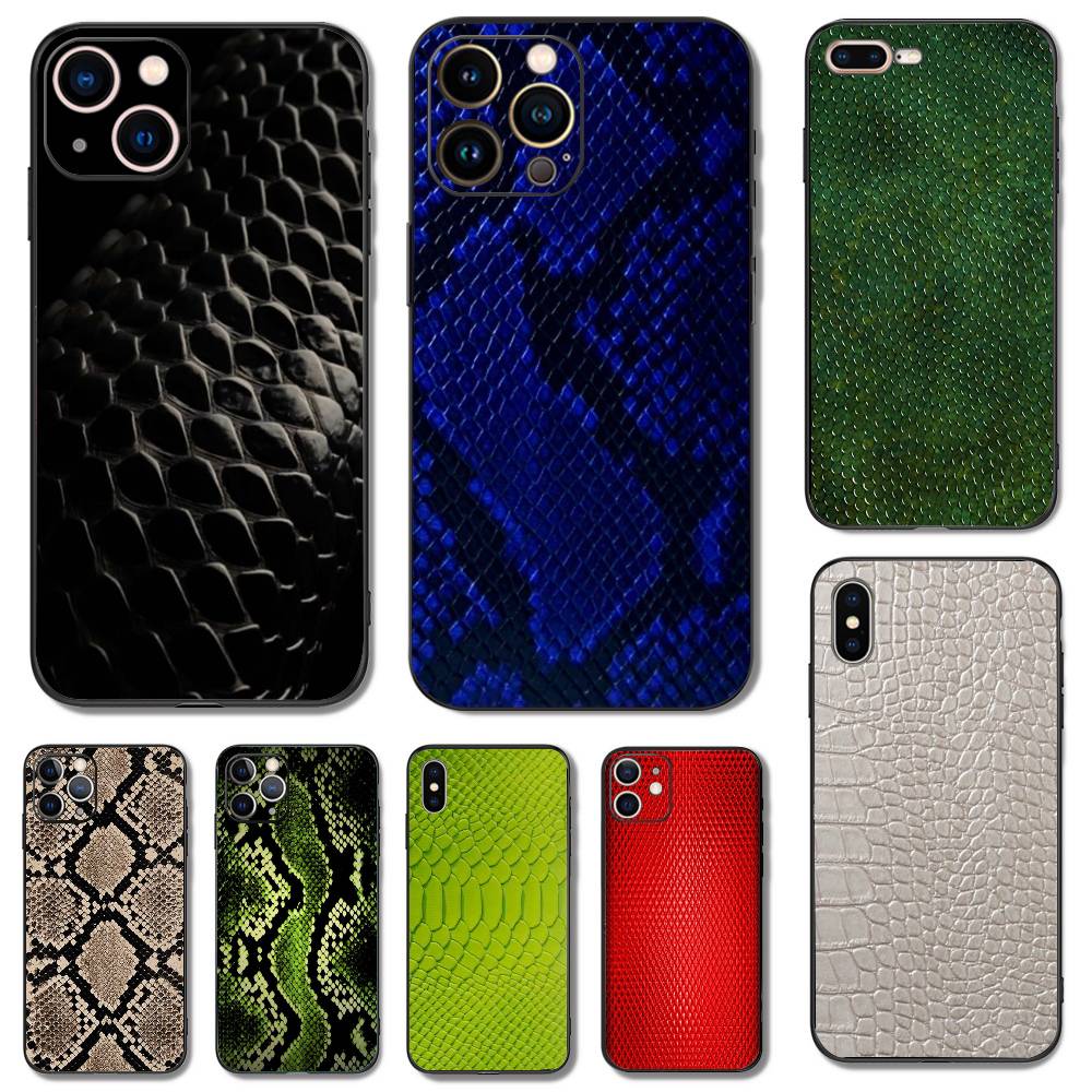 Luxury Chic Snake Phone Case For iPhone 16,15,14,13,12,11,Pro,X,XS,Max,XR,Plus,Mini Soft Silicone Black Shockproof TPU