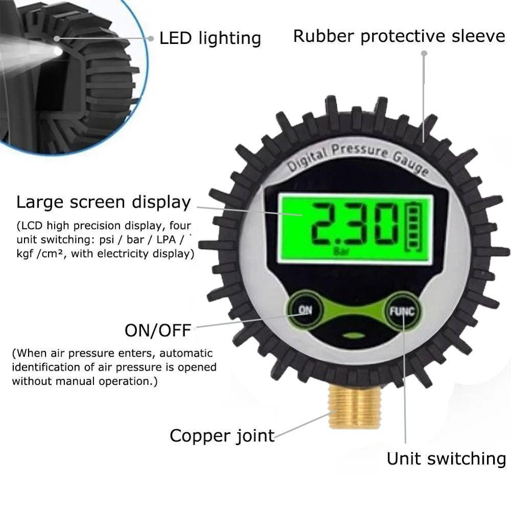LED Display Digital Tire Pressure Gauge LCD Backlight Pressure Gauge New Tyre Tester  Bike