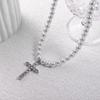 French Luxury Faux Pearl Clavicle Chain Necklace - High-End, Versatile Cross Design for Hip Hop & Fashion Enthusiasts