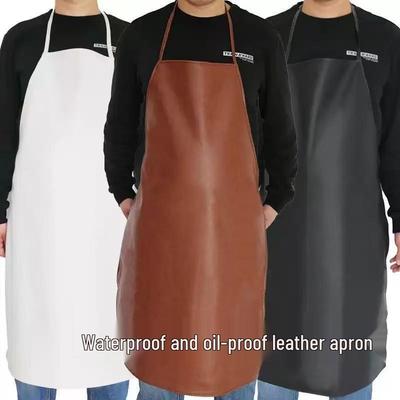 Men's Waterproof Oil-Proof Leather Apron: Dirt-Resistant, Thickened for Industrial & Kitchen Use