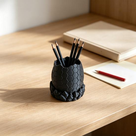 Lover Gift 3D Printed Dragon Egg Pencil Holder, Small Desk Pen Collectible Model Statue Multi-functional Stationery Makeup Brush Organizer for