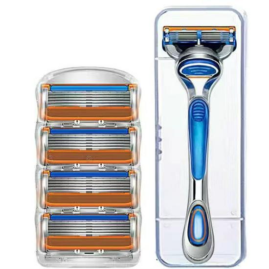 

Универсальная пятислойная мужская бритва с ручным управлением и оранжевыми лезвиями