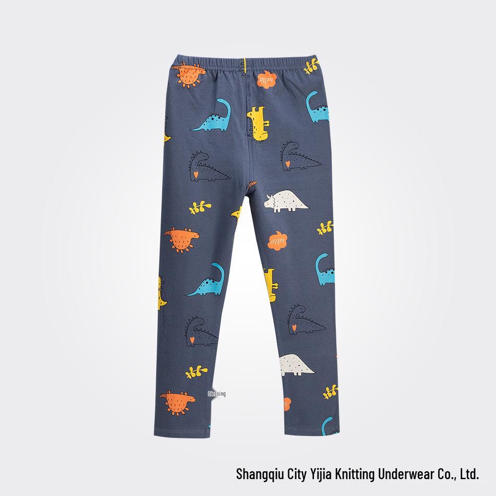 2025 Herbsthose für Kinder, Klasse A, Lycra & Reine Baumwolle, Cartoon-Print, Eng anliegend, Unisex, Warme Funktionsunterwäsche