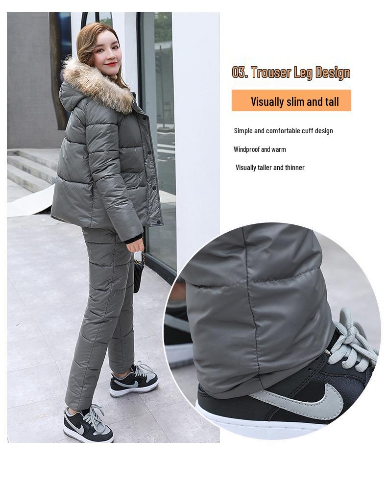 2023 Women's Winter Korean Style Down Cotton Two-Piece Set: Thickened Jacket & Outerwear