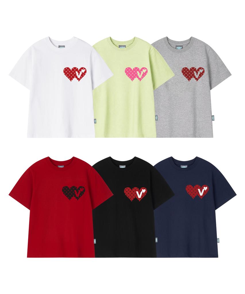 VIDEO JOCKEY Double Heart T-Shirt [Navy]
