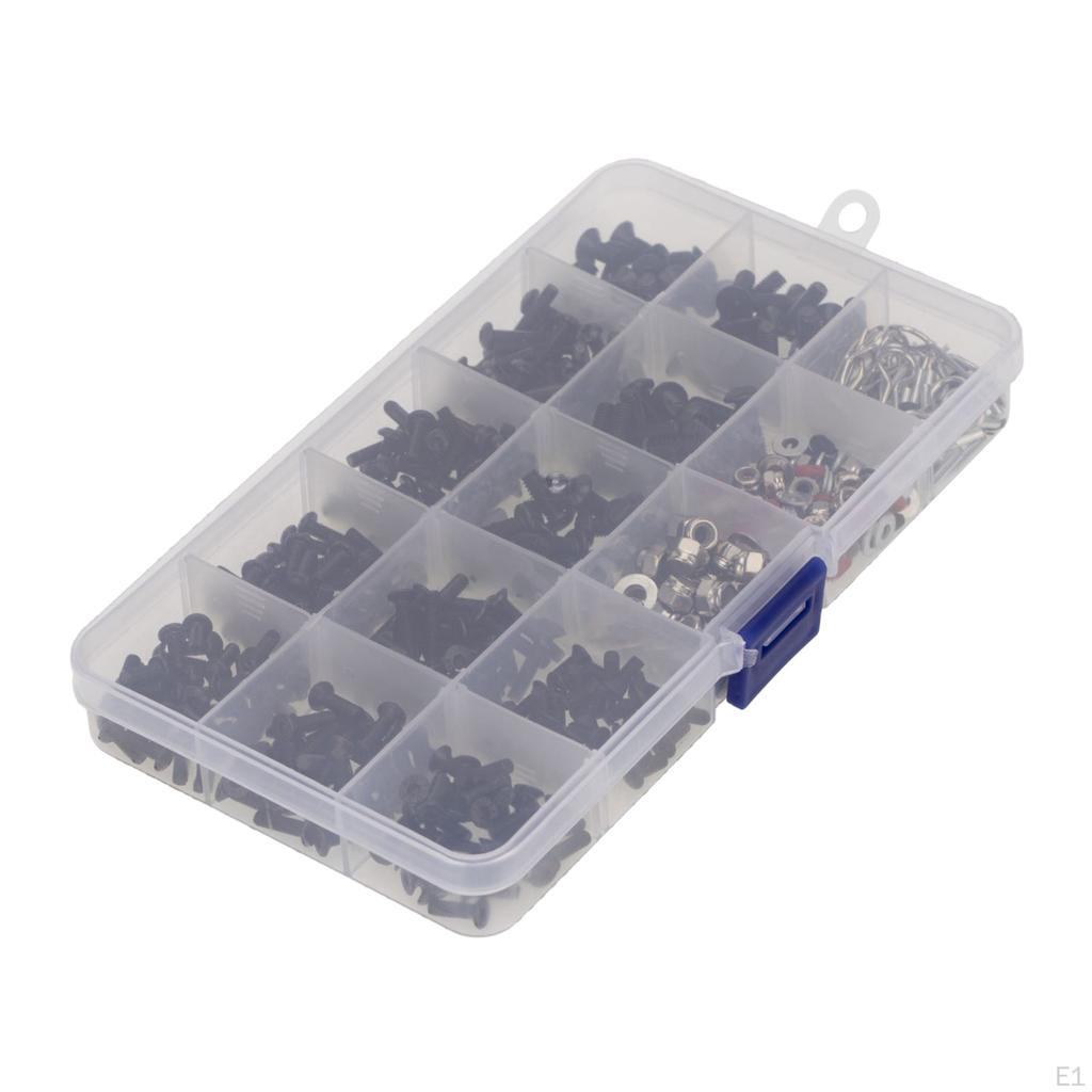 Metal M3 Screws Nuts Pins Kit with Storage Box Fits 1/8 1/12 RC Car