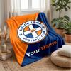Luton Town Custom Name Text Flannel Blanket Soccer Logo Personalized Fleece Throw Blanket Special Gift For Sofa Bedroom Home
