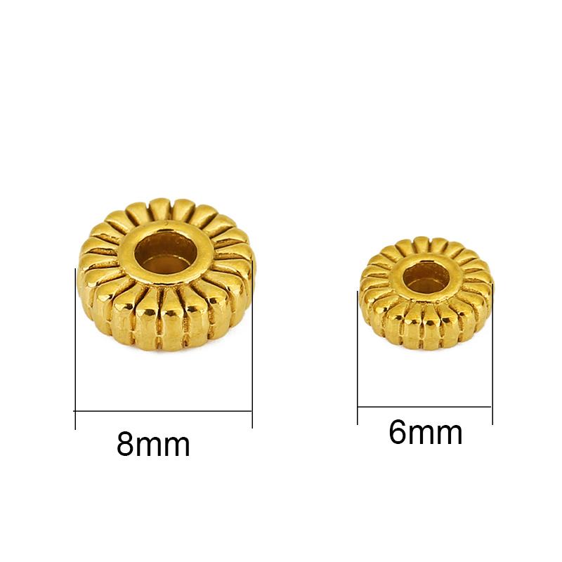 10 Stück Edelstahl Große Loch Abstandshalter Perlen 6mm 8mm PVD Nie Verblassend Halskettenperlen Armband Zubehör Schmuckherstellung Zubehör