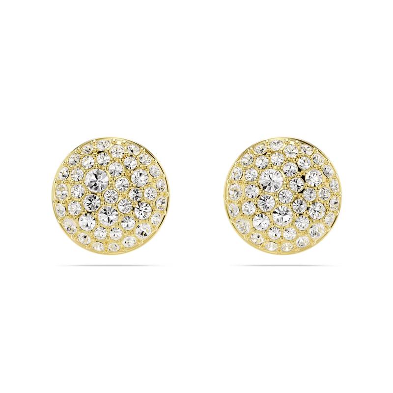 Swarovski Meteora Pave Clear Round Sublima Crystal Gold Tone Stud Earrings Women s Gold 5683444