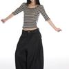Women Striped U Neck Half Sleeve Slim Fit T Shirt