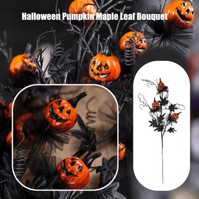 Halloween Decorations Horror Pumpkin Black Maple Leaf Cuttings Bouquet Ghost Festival Home Party Props Festive Atmosphere Flower
