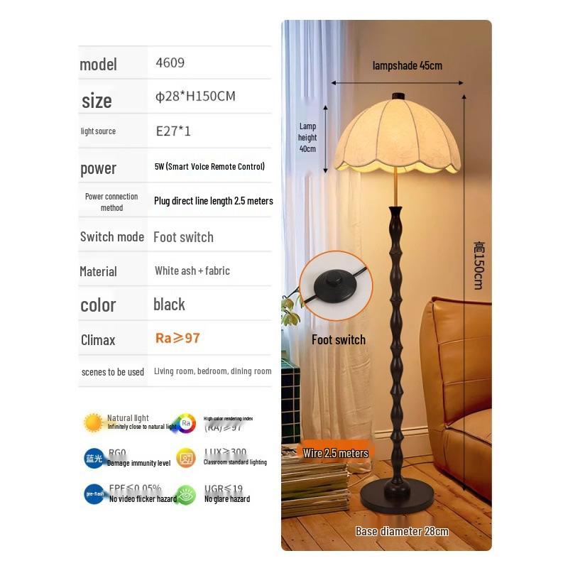 Antique-Style High-End Floor Lamp for Living Room or Bedroom Ambience