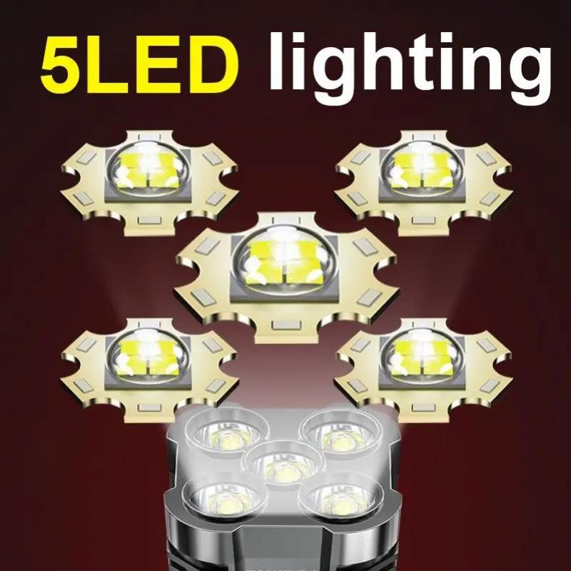 5 Core High Power LED Taschenlampe Wiederaufladbare Campinglaterne Suchscheinwerfer COB Seitenlicht 4 Modi Wasserdichtes Abenteuer Outdoor Taschenlampe