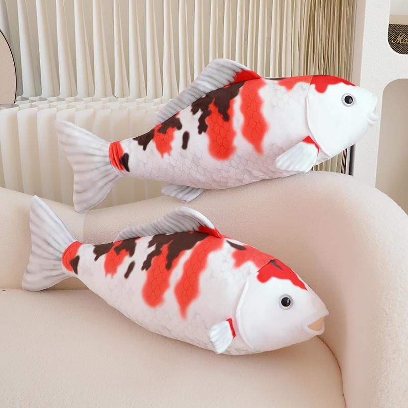 75CM Giant Koi Red Fish Stuffed Animal Soft Toy Cute 3D Carp Plush Pillow Birthday Gift Home Decor
