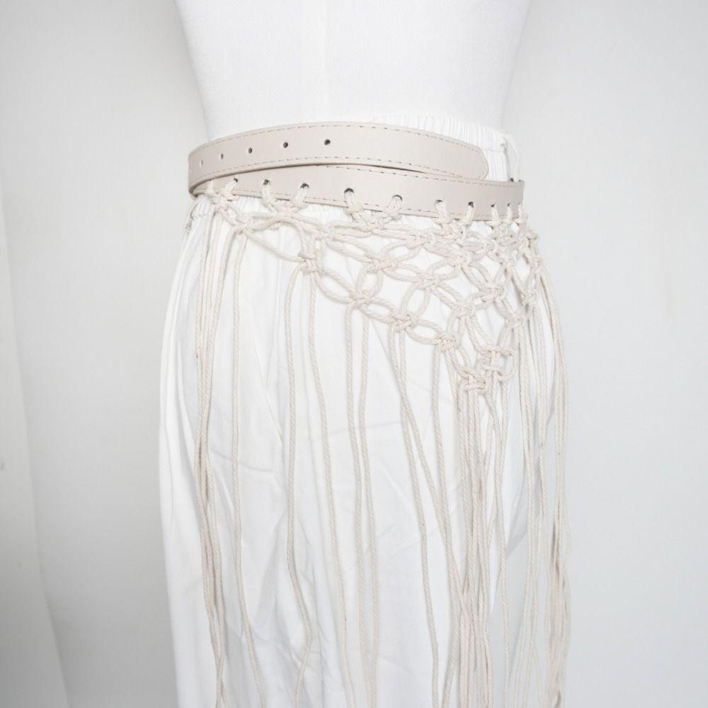 Boho Bohemian Style Belts Retro Woven Tassel Waistband Vintage Tassel Weave Belts Women