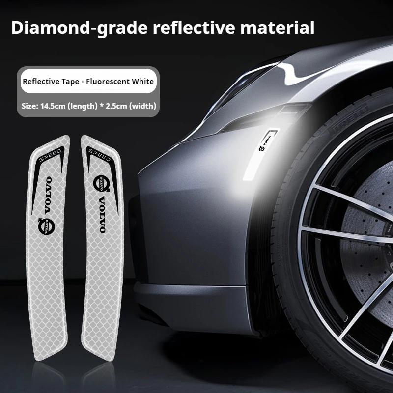 

2pcs Car Reflective Warning Stickers, Wheel Eyebrow Anti-Collision Strips for Volvo XC90 XC60 V50 S60 V70 , Exterior Accessories