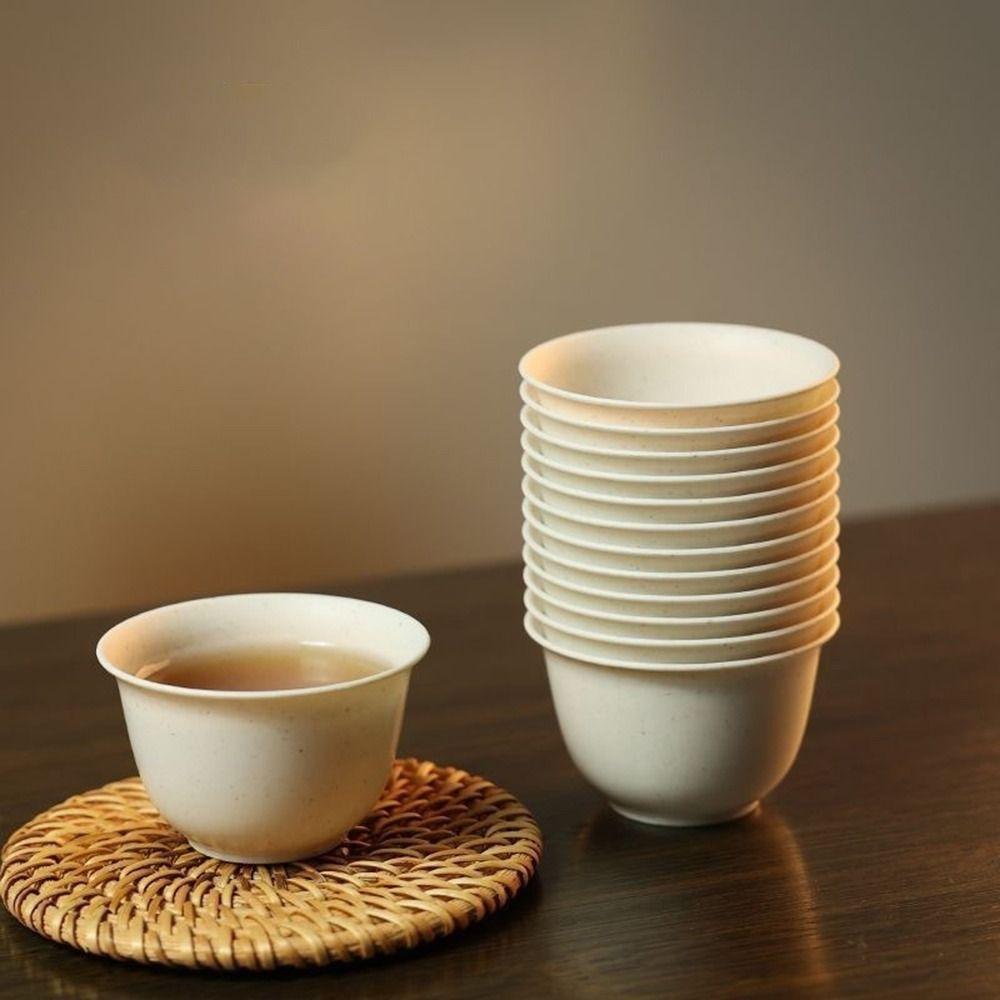 48Pcs/pack New Rice Husk Disposable Tea Cup Thickened Hospitality Kung Fu Tea Cup Biodegradable Small Tea Cup