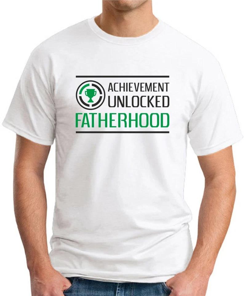 ACHIEVEMENT UNLOCKED FATHERHOOD T-SHIRT Funny Slogan Novelty Geek Nerd Dad Top 2 S