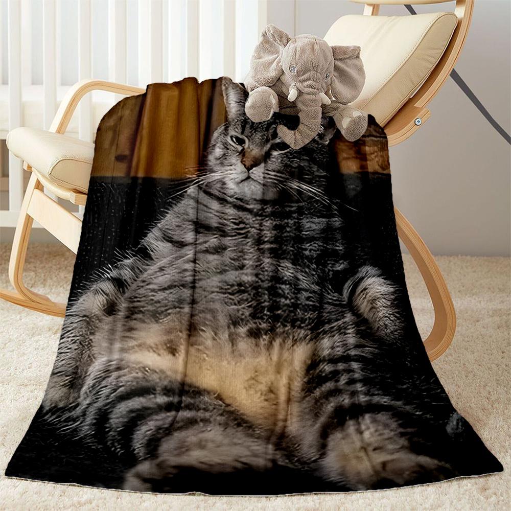Whimsical Cat Artwork Flannel Blanket,Lightweight,Office Blanket,Sofa Blanket,Comfortable Blanket