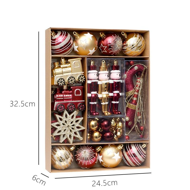 50Pcs Christmas Ball Ornaments Set Shatterproof Christmas Tree Hanging Decors Red and Golden Xmas Tree Pendants for New Year