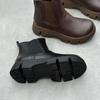 Women's Ankle Boots Short Shoes for Woman Genuine Leather Footwear Flat Ankle Boots For Women Casual Roman Shoes Retro