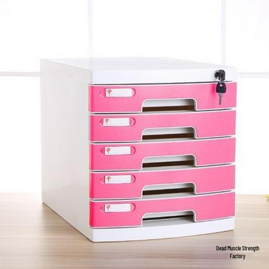 4-Drawer Lockable Plastic Office File Cabinet, Thickened Storage Box