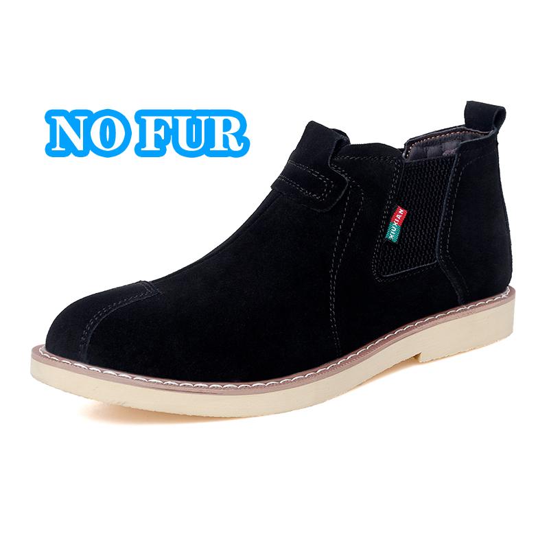 Fashion Suede Leather Chelsea Boots Winter Shoes Plush Warm Footwear New Fashion Slip on Mens Ankle Boots Non-Slip Leisure Walk Shoes