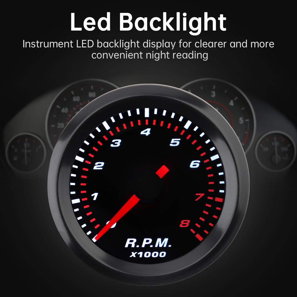Universal 52mm 12V Tachometer Tacho Gauge Meter for Car / Boat / Truck / ATV, 8 x1000 Revolutions Per Minute External Type Mechanical Gauge