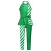Girls Peplum Jumpsuit Christmas Costume Sleeveless Open Back High Waist with Sequins