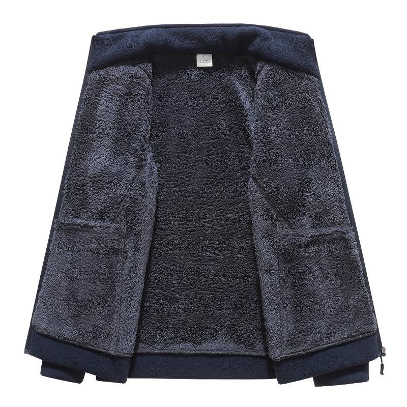 Men's Large Fleece Jacket: Warm Lined, Thickened for Autumn and Winter - Perfect for Middle-Aged Dads.