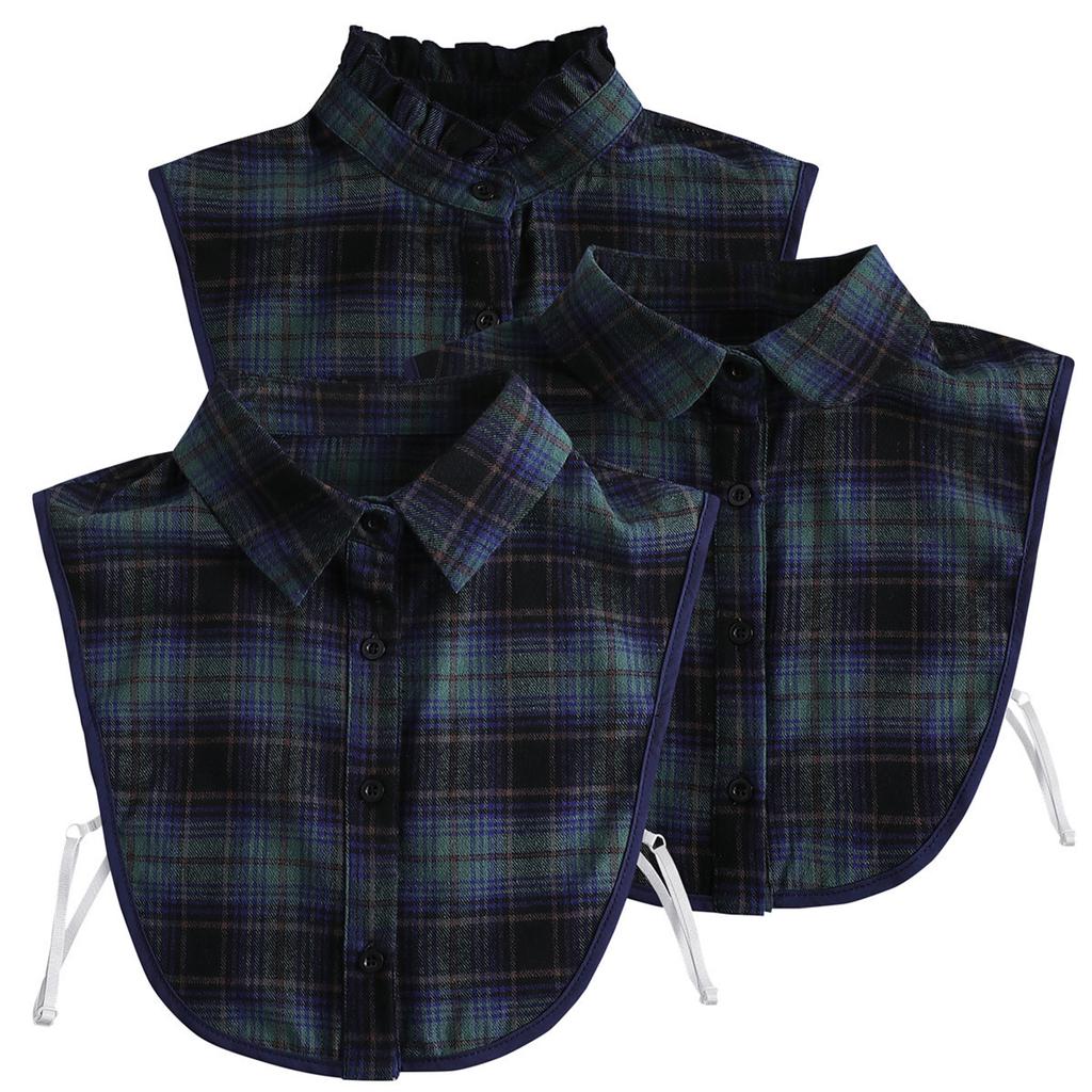 Damen Abnehmbares Kariertes Hemd Design Falscher Kragen Falsche Bluse Bekleidungszubehör