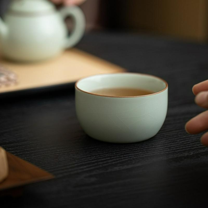 Japanese Ru Kiln Ceramic Tea Cup Creative Chinese Small Personal Cup Tasting Puer Tea Bowl Household Kung Fu Tea Set Accessories