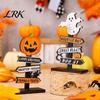 Decorative Wooden Signs Halloween Sign Decoration, DIY Ghost Pumpkin Bat Tabletop Ornament with Spooky Home Accents Slogans, Rustic for Party