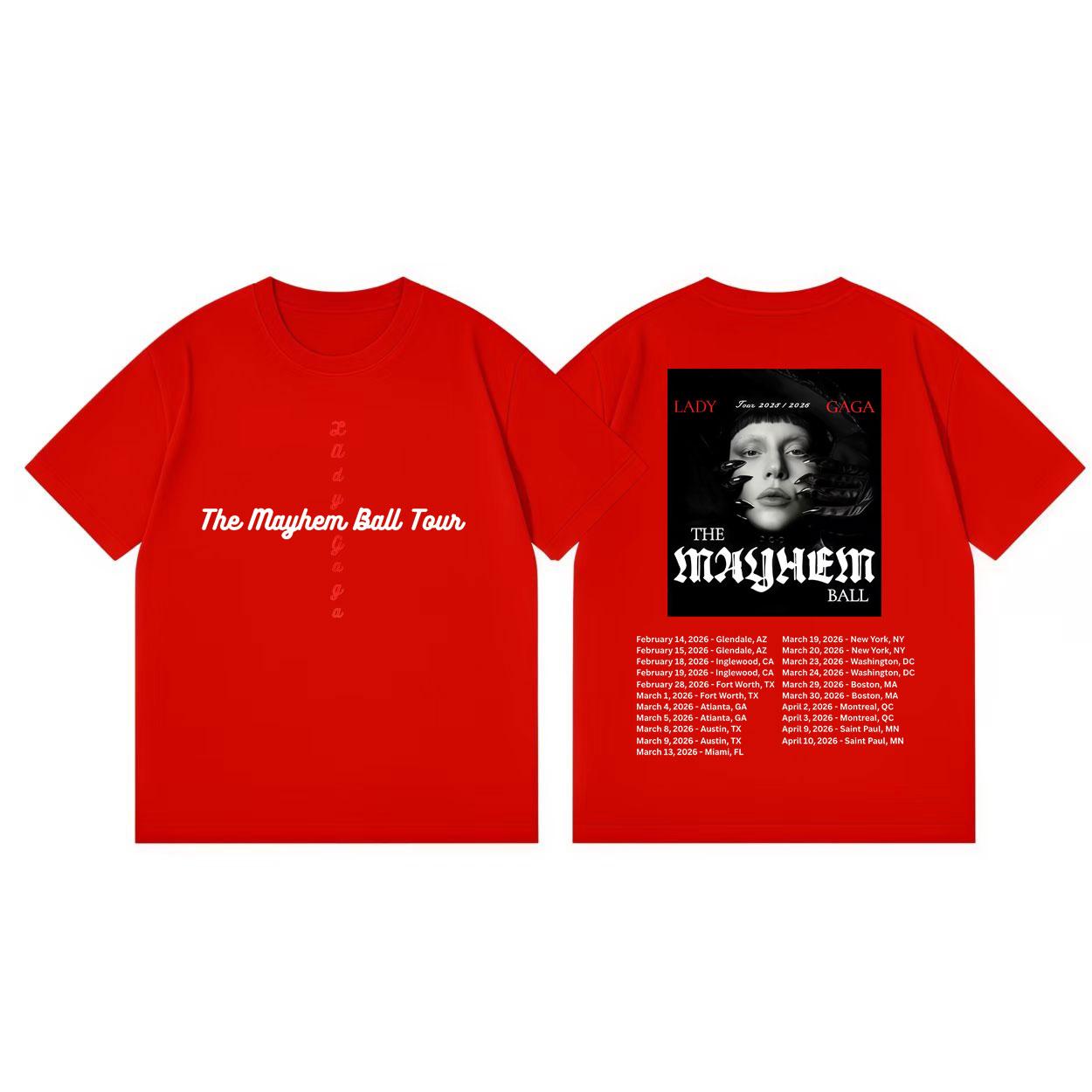 

Lady Gaga The Mayhem Ball Tour 2026 Graphic T Shirts Men Women Clothing Fashion Rock Tshirts Summer Casual Short Sleeve Tshirt S