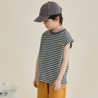 Duo Duo Jia Boys' Summer Sleeveless Tank Top with Leather Label