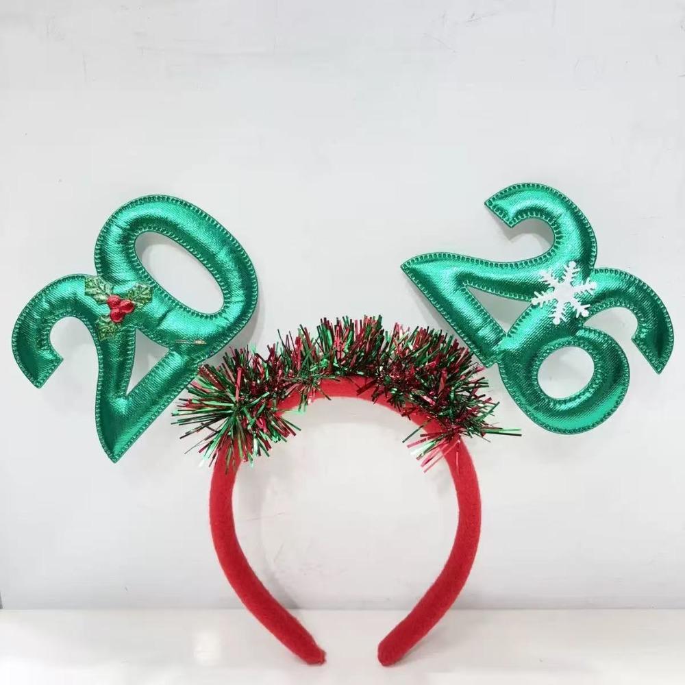 

Красочные новогодние повязки на голову 2026 с пайетками и блестками, рождественская повязка на голову, для рождественской вечеринки зелёный