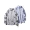 Japanese-Style Retro Long Sleeve Casual Oxford Striped Shirt