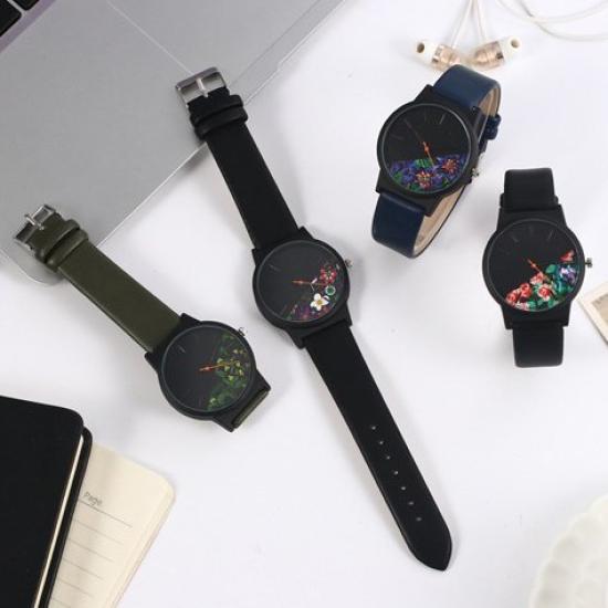 ZooooM Floral Design Two-Tone Quartz Watch, Fashionable and Casual, Perfect Gift for Men and Women (Green) ZM-WATCH2192-GR