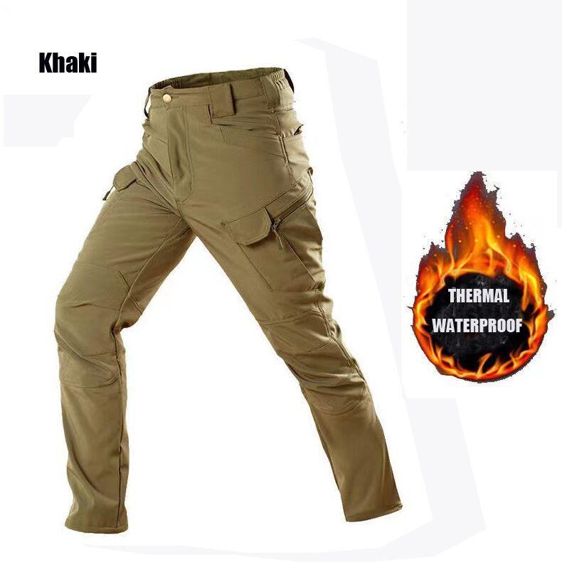 Winter Fleece Pants Cargo Men Jackets Outdoor Fishing Windproof Sharkskin Trousers Hiking  Trekking Camping