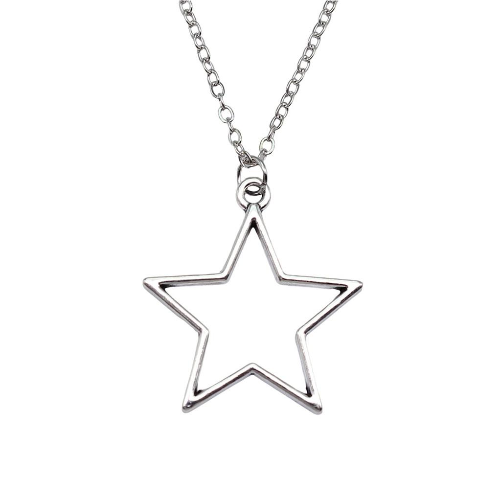 Hollow Charm Star Necklace Minimalist Geometric Pendant Celestial Aesthetic Jewelry 43cm Chain