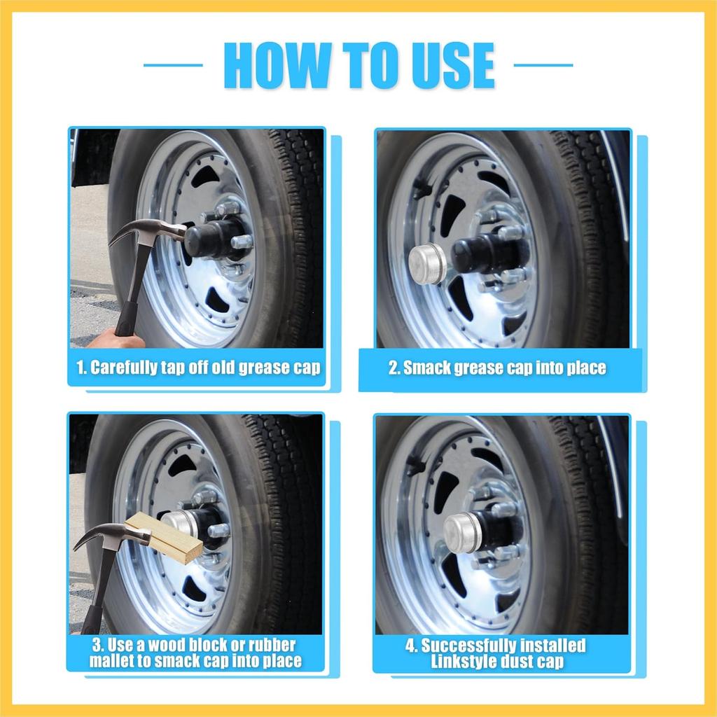 4pcs 2.44" Trailer Axle Dust Cap Cup Grease Cover for Dexter EZ Lube Trailer Camper 5200 to 6000 Lb Axle Wheel Hub Bearing Auto Replacement Parts