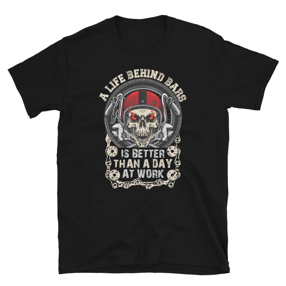 Chopper Cruiser Motorbike A Life Behind Bars Biker T-Shirt M