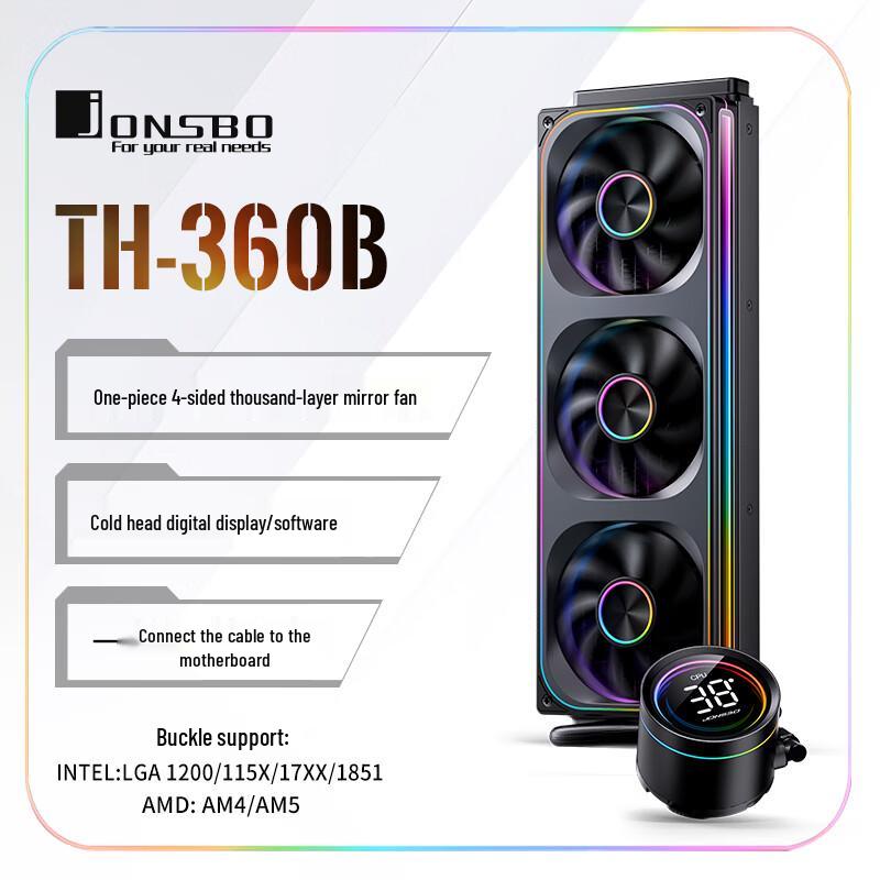 

JONSBO TH-360 Чорний 360мм AIO Рідинний кулер для процесора