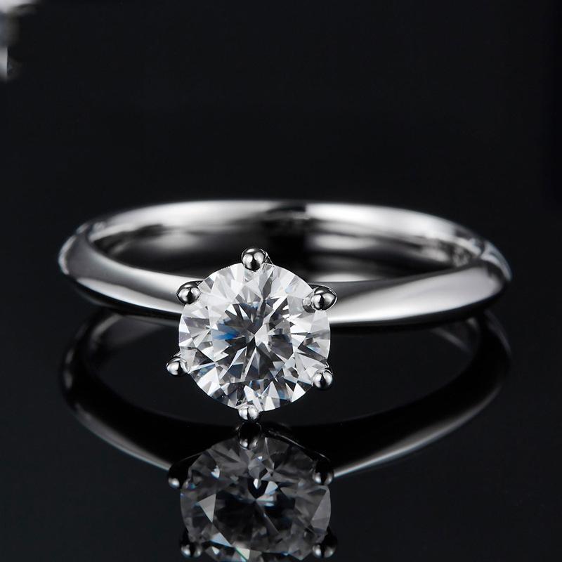0.5-10ct Round Cut Moissanite Wedding Ring Gra Certified Classic 6 Claw  Copper18k Gold Plated Engagement Bands Fine Jewelry