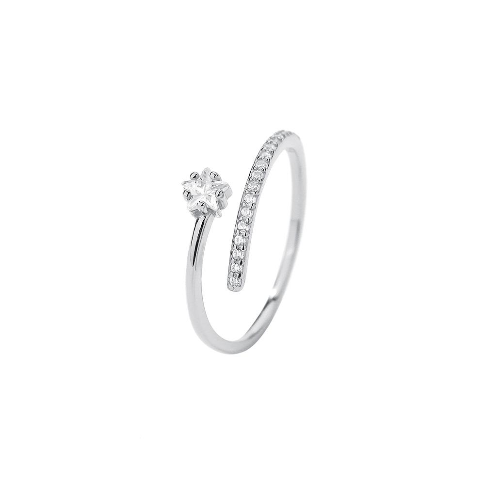 Women Real 925 Sterling Silver Star CZ Ring Cute Gift for Women Daugther Birthday Jewelry