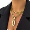 Collier Ras-du-cou Choker Métal Double Couche Exagéré Pour Femmes Hommes Hip Hop Punk Chaîne d'Ancre Pendentif Colliers Bijoux