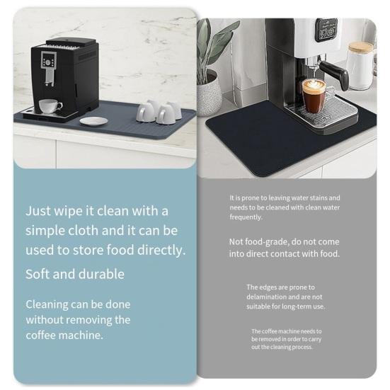 Silicone Coffee Machine Mat Quick Dry Anti-slip Rectangle Dish Bowl Plate Dinnerware Placemat Kitchen Countertop Drying Mat